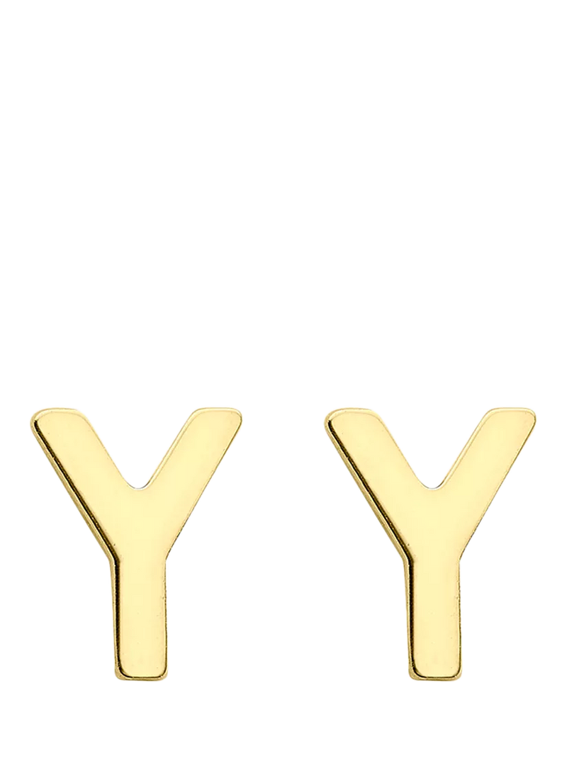 IBB Initial Letter Gold Stud Earrings