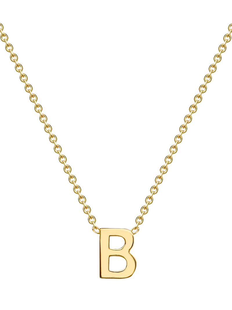 IBB 9ct Yellow Gold Mini Initial Pendant Necklace, Gold, 38-43cm