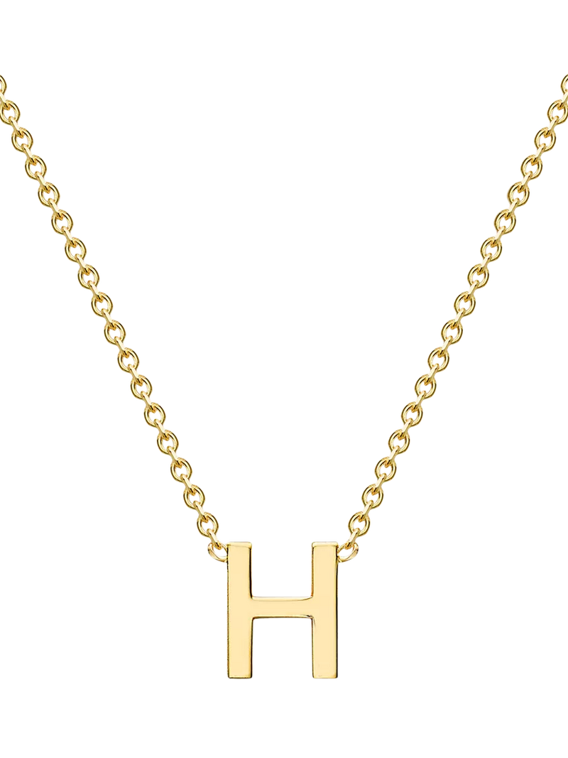 IBB 9ct Yellow Gold Mini Initial Pendant Necklace, Gold, 38-43cm