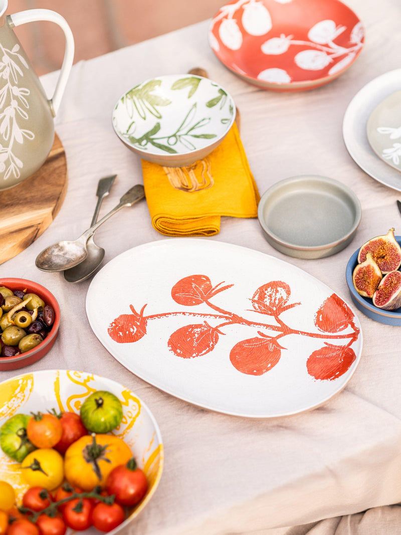 PurerHome Eden Project tomato stoneware platter 33cm - British product