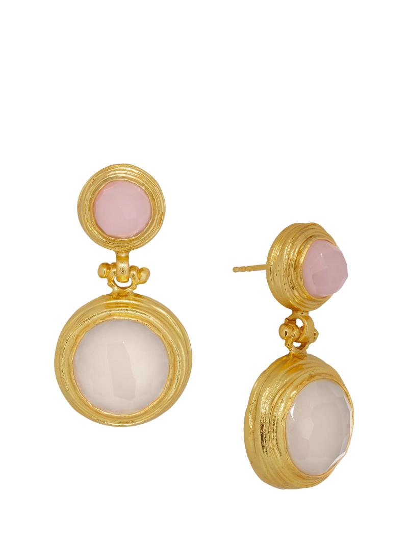 Ottoman Hands drop earrings rose quartz white chalcedony 3.8 cm - British product