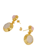 Ottoman Hands drop earrings rose quartz white chalcedony 3.8 cm - British product