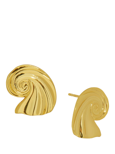 John Lewis Ottoman Hands Waterproof Wave Stud Earrings Gold 2.5cm- Buy online at McGrocer