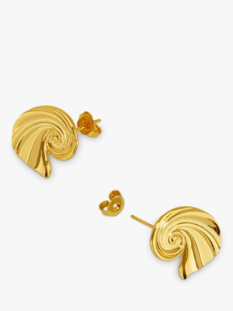 Ottoman Hands waterproof wave stud earrings gold (British brand)