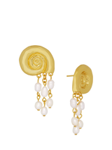 John Lewis Ottoman Hands Waterproof Shell Pearl Beaded Stud Earrings Gold 6cm- Buy online at McGrocer