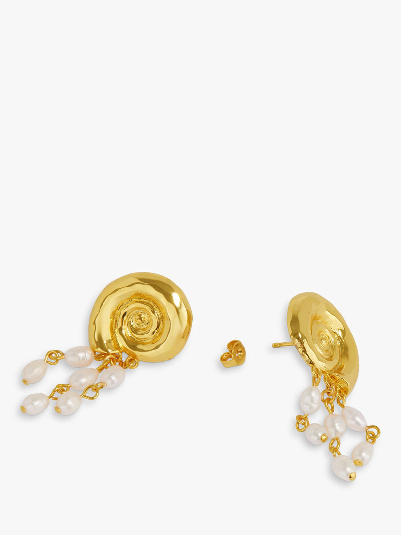 Ottoman Hands gold pearl beaded stud earrings - British product