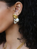 Ottoman Hands gold pearl beaded stud earrings - British product