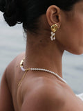 Ottoman Hands gold pearl beaded stud earrings - British product