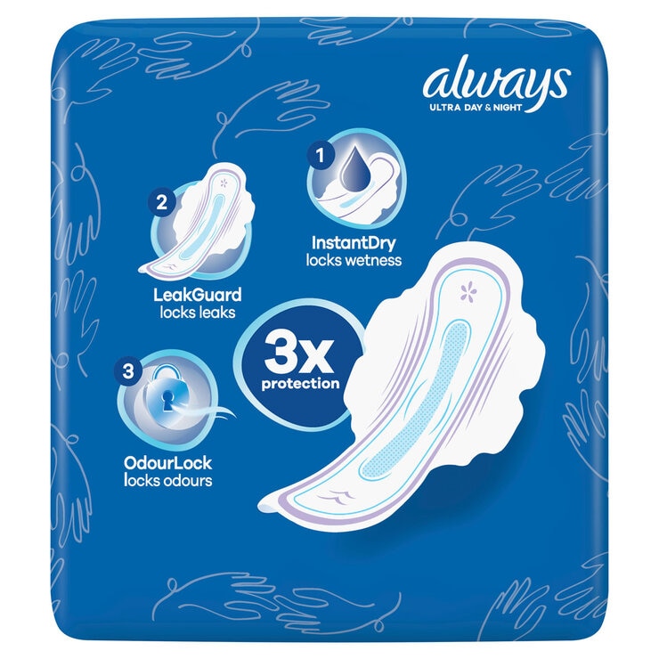 Always Ultra Sanitary Towels Size 3 with Wings 40 Pads - British product