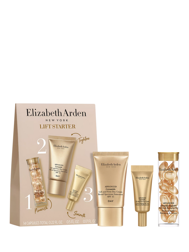 Elizabeth Arden Lift Starter skincare gift set with serum capsules - British product