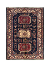 John Lewis Gooch Oriental Supreme Kazak Pure Wool Hand-Knotted Rug, Blue, 180 x 127 cm- Buy online at McGrocer