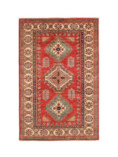 John Lewis Gooch Oriental Supreme Kazak Pure Wool Rug, Red, 157 x 104 cm- Buy online at McGrocer