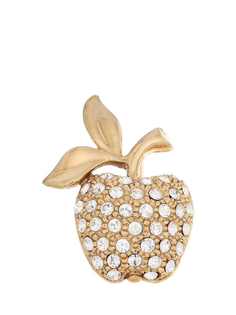 Eclectica apple crystal brooch gold - British product