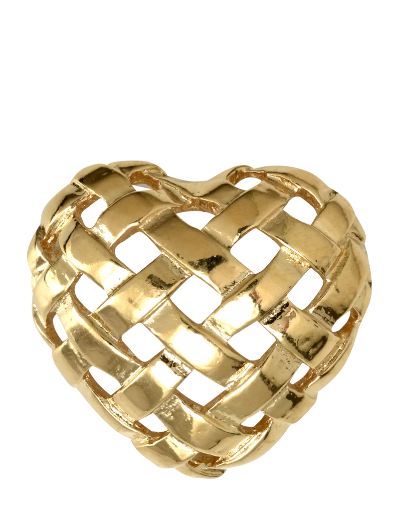 Eclectica vintage woven heart brooch gold, UK version