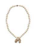 Eclectica pre-loved crystal bow pendant necklace gold (British brand)