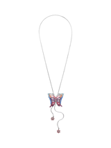 John Lewis Eclectica Pre-loved Enamel Butterfly Lariat Necklace, Silver/Pink- Buy online at McGrocer