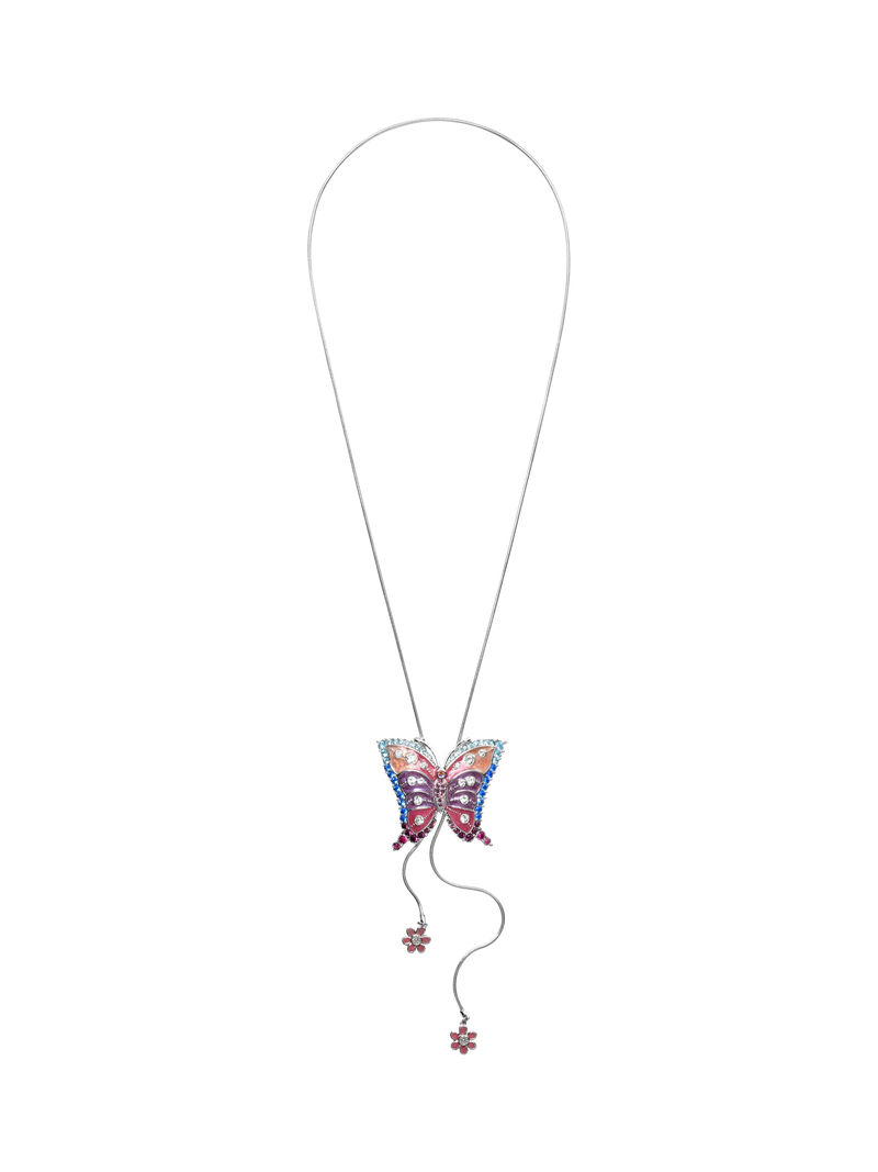 Eclectica pre-loved enamel butterfly necklace 40-70cm (British brand)