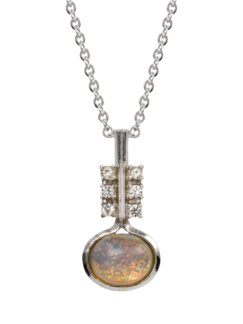 Eclectica vintage faux opal pendant necklace silver - British product