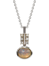 John Lewis Eclectica Pre-loved Vintage Faux Opal Pendant Necklace Silver 34cm- Buy online at McGrocer
