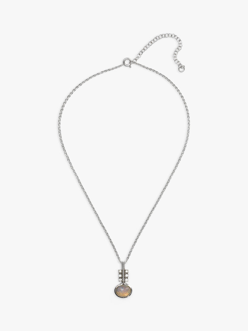 Eclectica vintage faux opal pendant necklace silver - British product