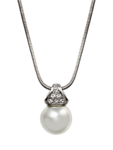 John Lewis Eclectica Pre-loved Faux Pearl Crystal Pendant Necklace Silver 45cm + 5cm Extension Chain- Buy online at McGrocer