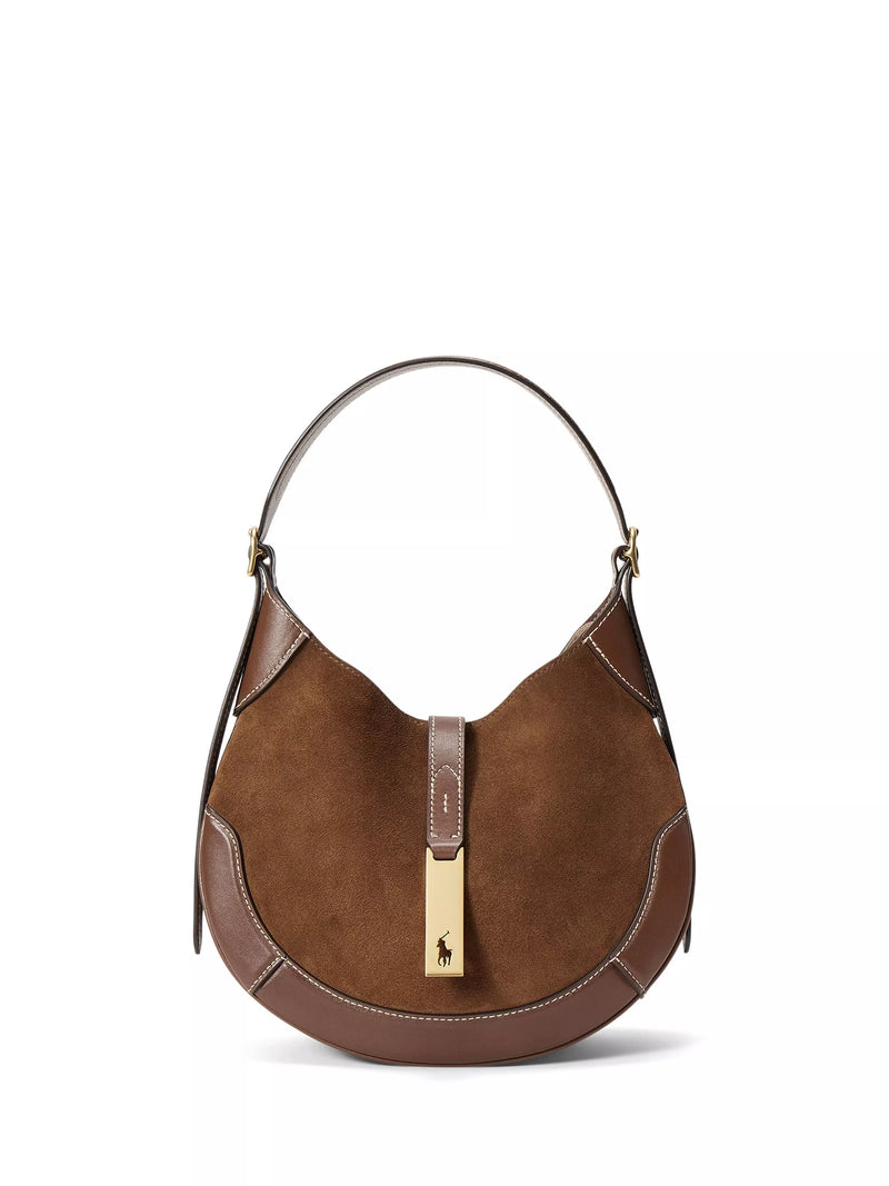 Ralph Lauren suede shoulder bag Polo ID cinnamon cuoio - British product