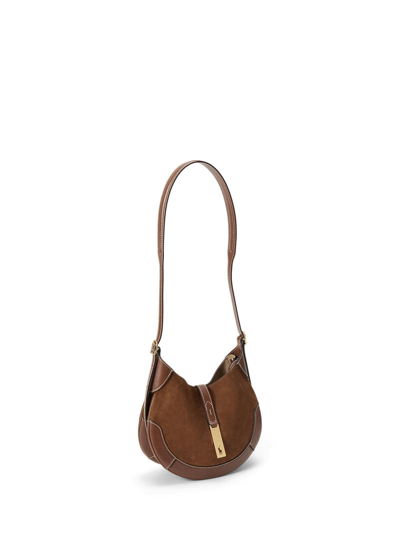 Ralph Lauren suede shoulder bag Polo ID cinnamon cuoio - British product