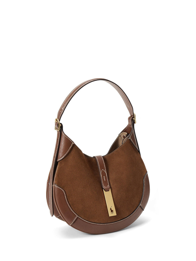 Ralph Lauren suede shoulder bag Polo ID cinnamon cuoio - British product