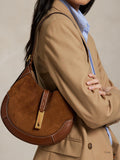 Ralph Lauren suede shoulder bag Polo ID cinnamon cuoio - British product