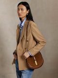 Ralph Lauren suede shoulder bag Polo ID cinnamon cuoio - British product