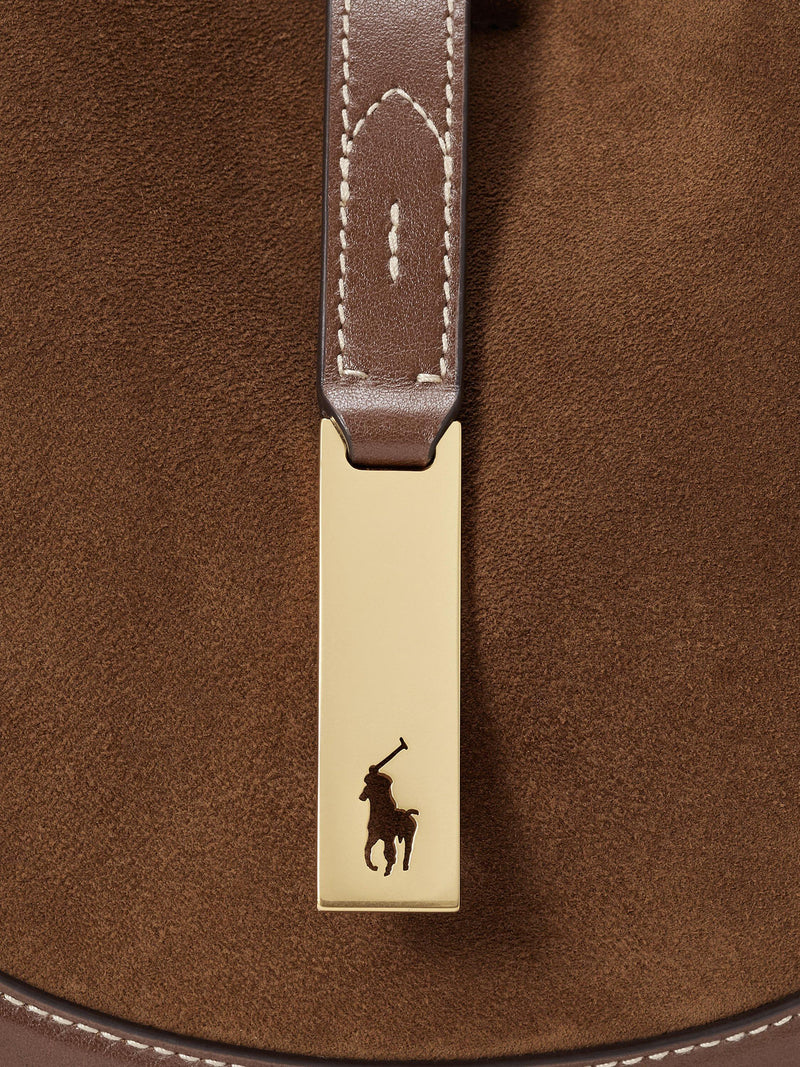 Ralph Lauren suede shoulder bag Polo ID cinnamon cuoio - British product
