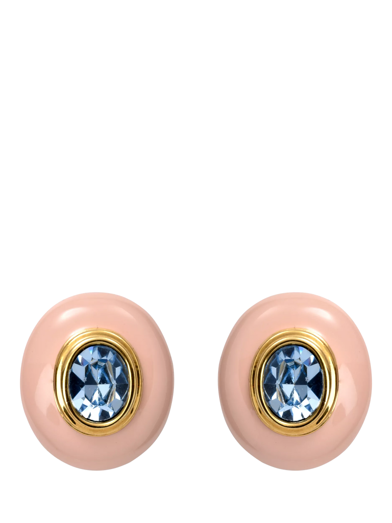 Eclectica enamel crystal earrings pink blue, UK version