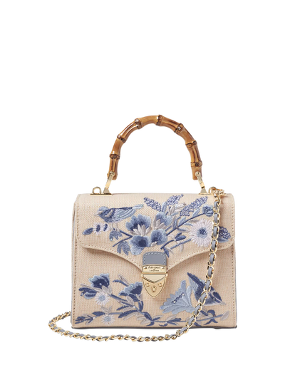 John Lewis Aspinal of London Mayfair Embroidered Canvas Grab Bag, Skyblue- Buy online at McGrocer