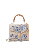 Aspinal of London Mayfair embroidered canvas grab bag in skyblue, UK version