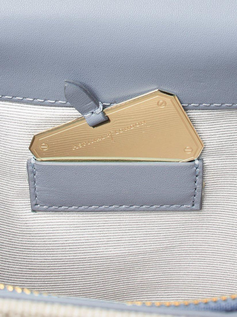 Aspinal of London Mayfair embroidered canvas grab bag in skyblue, UK version