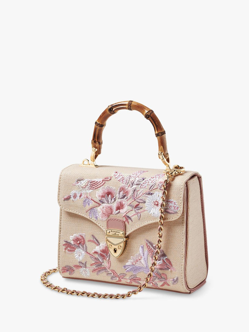 Aspinal of London Mayfair embroidered canvas grab bag Rose, UK version