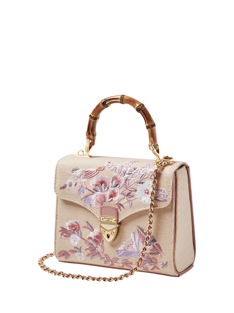 Aspinal of London Mayfair embroidered canvas grab bag Rose, UK version