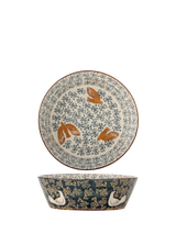 John Lewis Bloomingville Hezha Bird Stoneware Serving Bowl, 28cm, Blue- Buy online at McGrocer