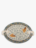 Bloomingville Hezha bird stoneware serving tray in blue (British brand)
