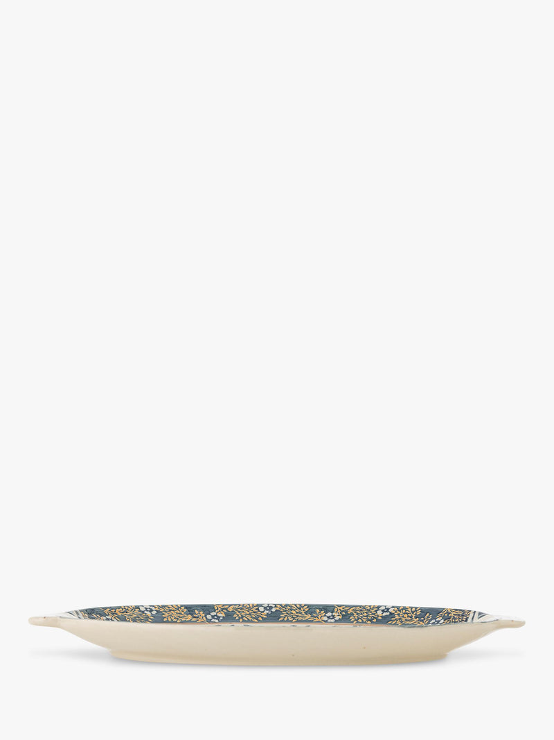 Bloomingville Hezha bird stoneware serving tray in blue (British brand)