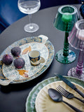 Bloomingville Hezha bird stoneware serving tray in blue (British brand)