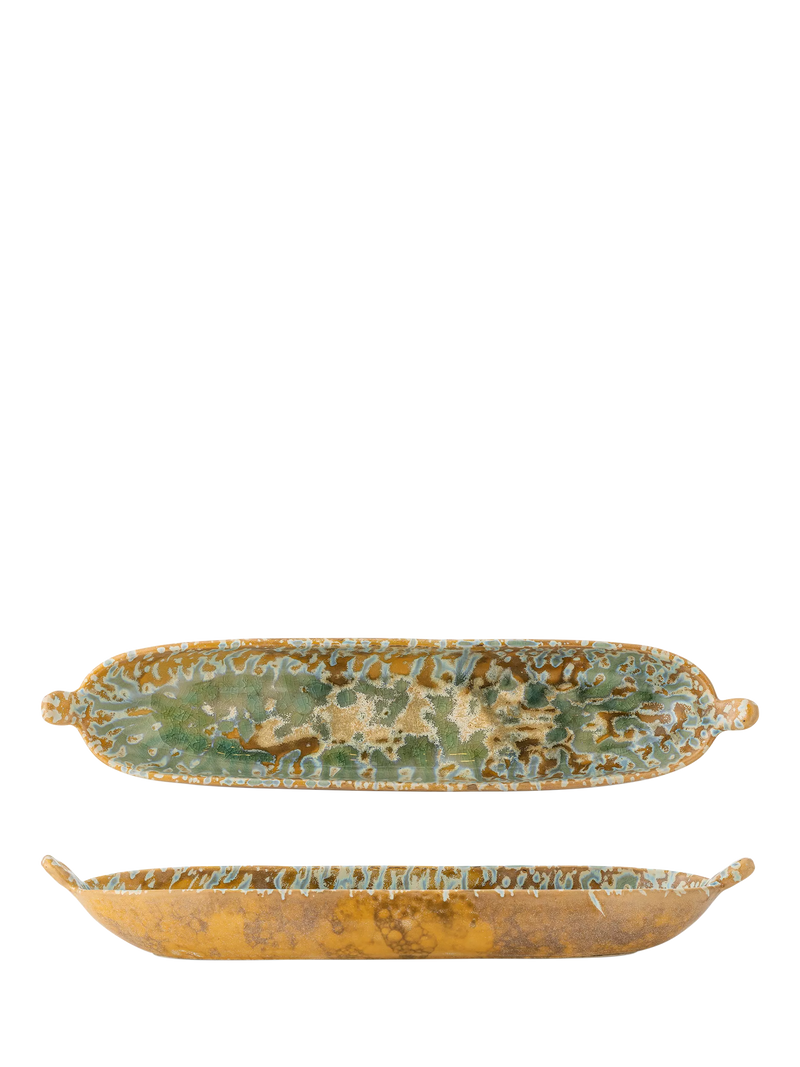 Bloomingville Milani reactive glaze stoneware serving dish 34cm, imported from the UK