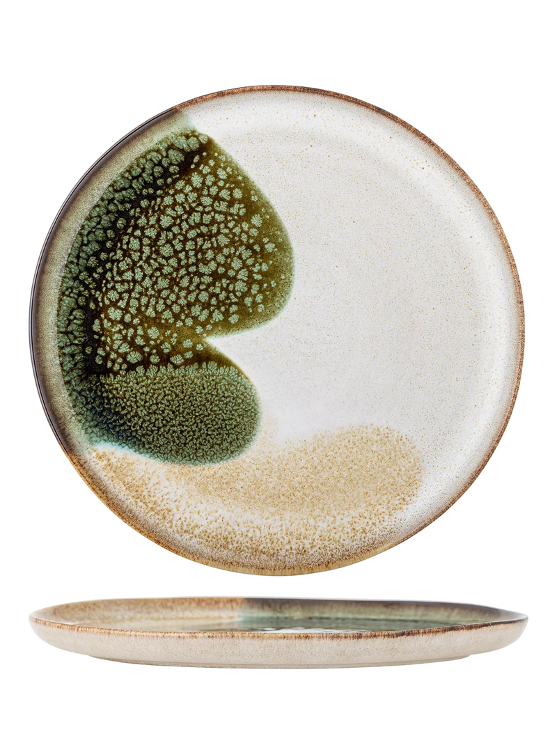 Bloomingville handcrafted stoneware dinner plate 22cm green, UK version