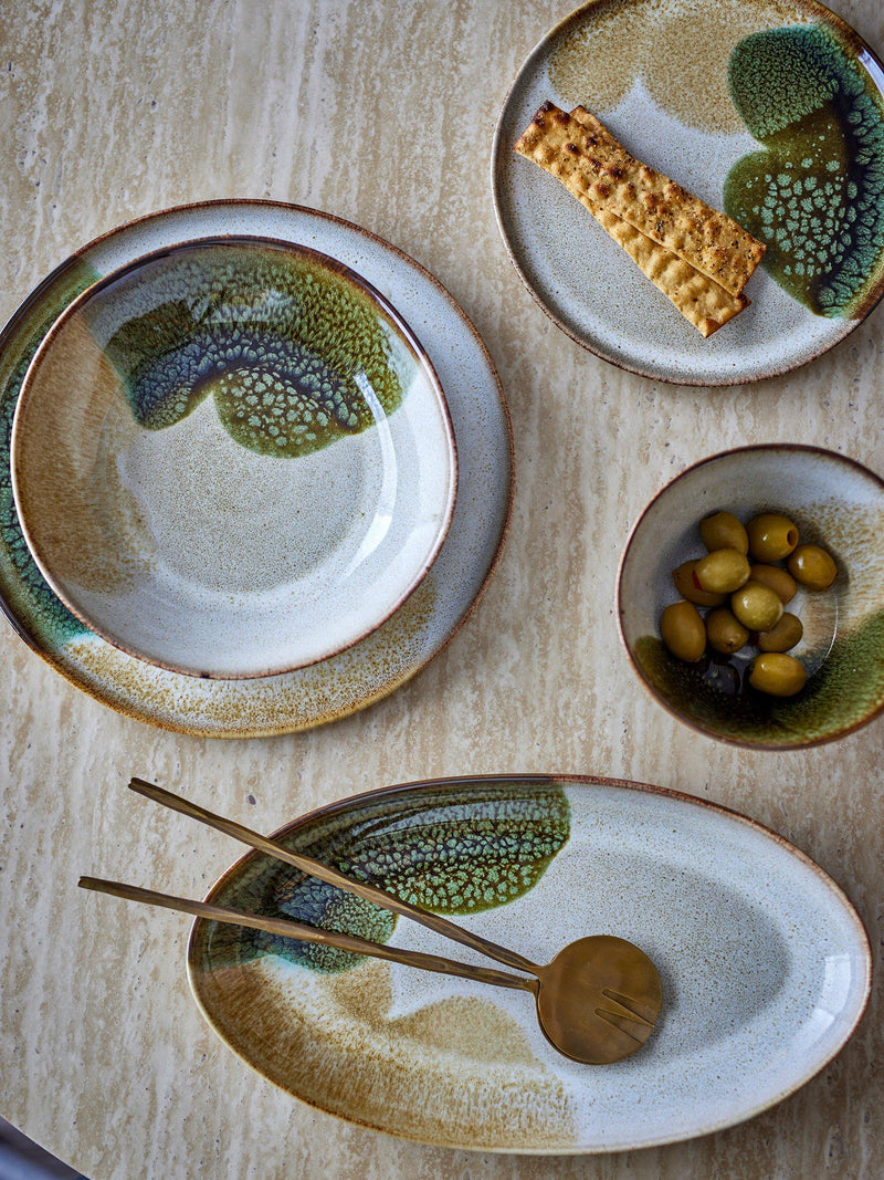 Bloomingville stoneware side plate green 22cm, imported from the UK