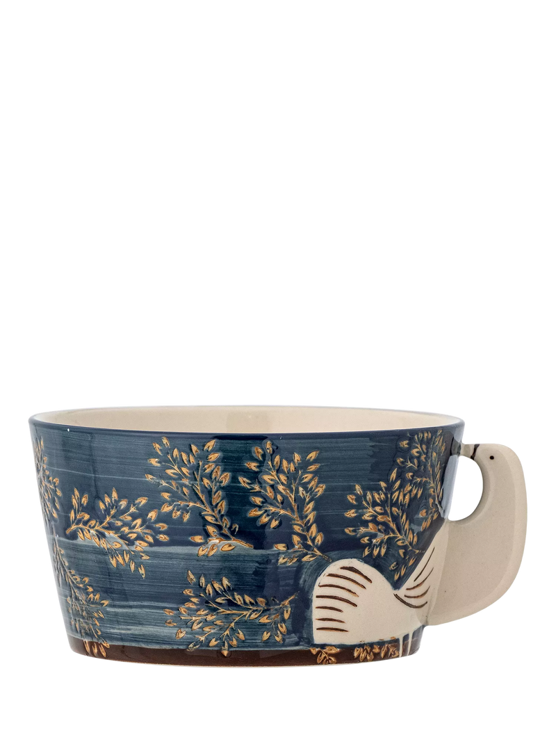 Bloomingville Hezha bird stoneware bowl 13cm blue, imported from the UK