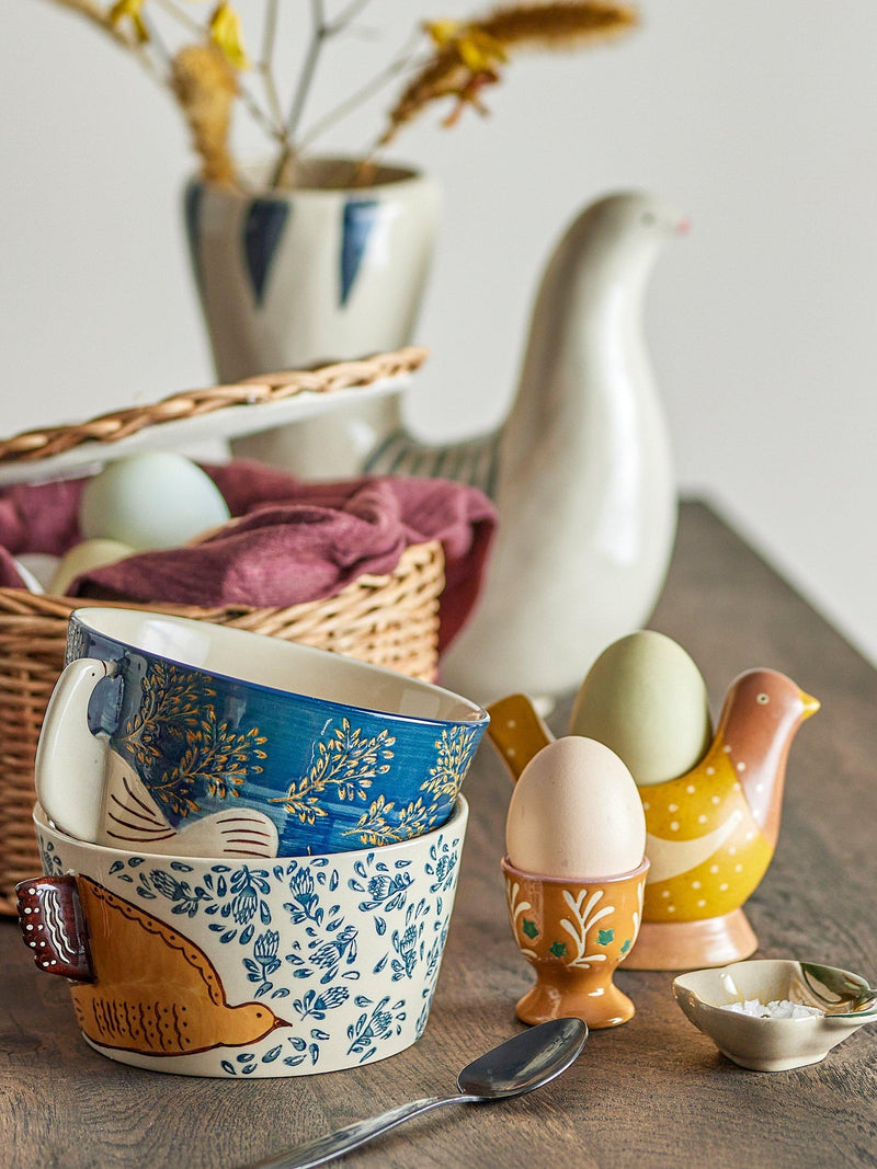 Bloomingville Hezha bird stoneware bowl 13cm blue, imported from the UK