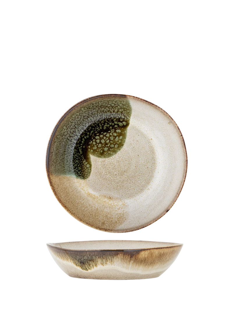 Bloomingville Jules stoneware pasta bowl 22cm green - British product