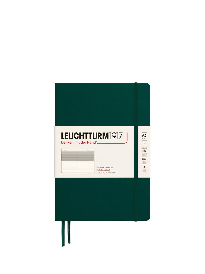 LEUCHTTURM1917 green A5 ruled hardcover notebook, UK version