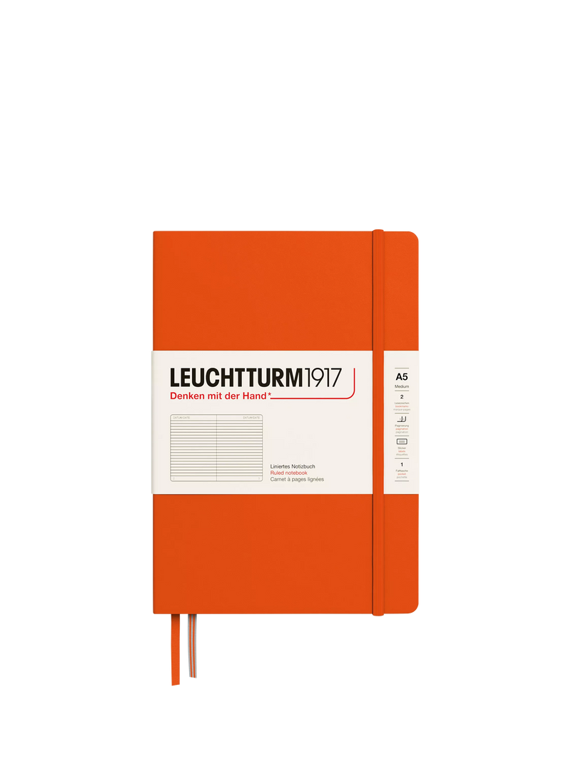 LEUCHTTURM1917 A5 ruled hardcover notebook orange (British brand)