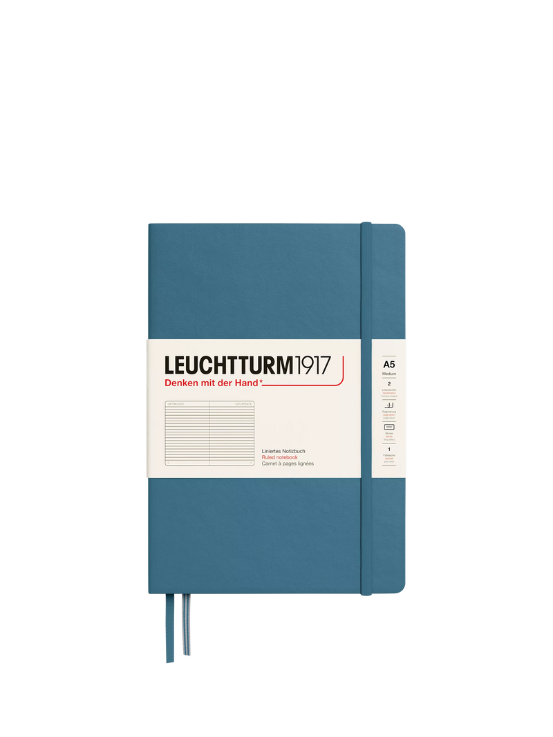 LEUCHTTURM1917 A5 ruled hardcover notebook in blue, imported from the UK